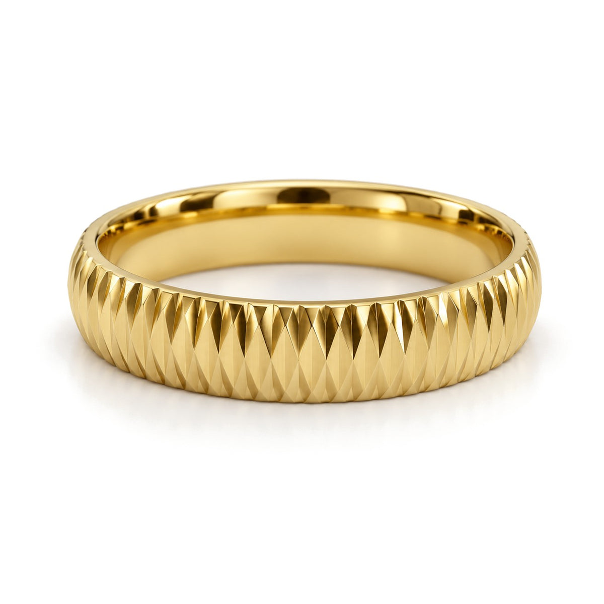 Diamond-Cut Ridge Gold Wedding Band Set · Yellow Gold · Band