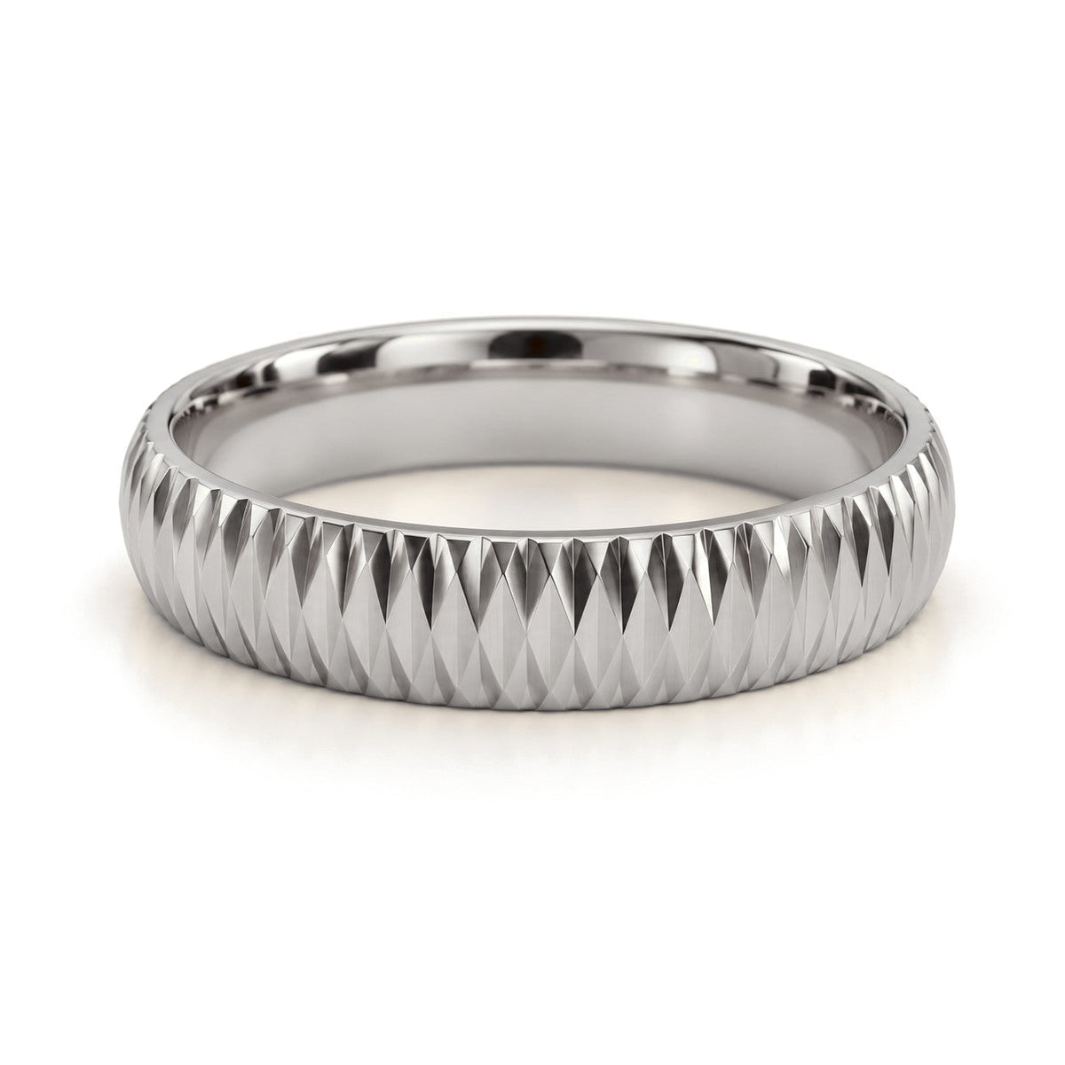 Diamond-Cut Ridge Gold Wedding Band Set · White Gold · Band