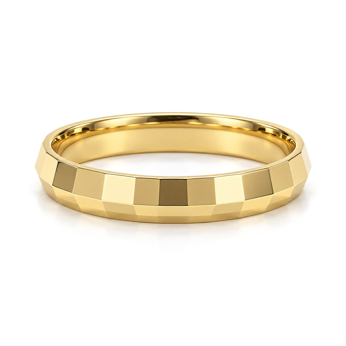 Faceted Gold Wedding Band Set · Yellow Gold · Band