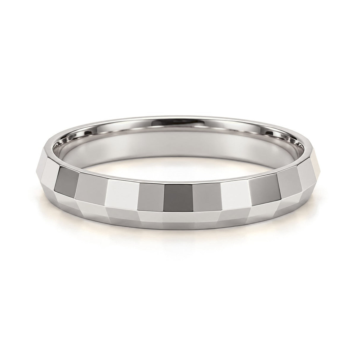 Faceted Gold Wedding Band Set · White Gold · Band