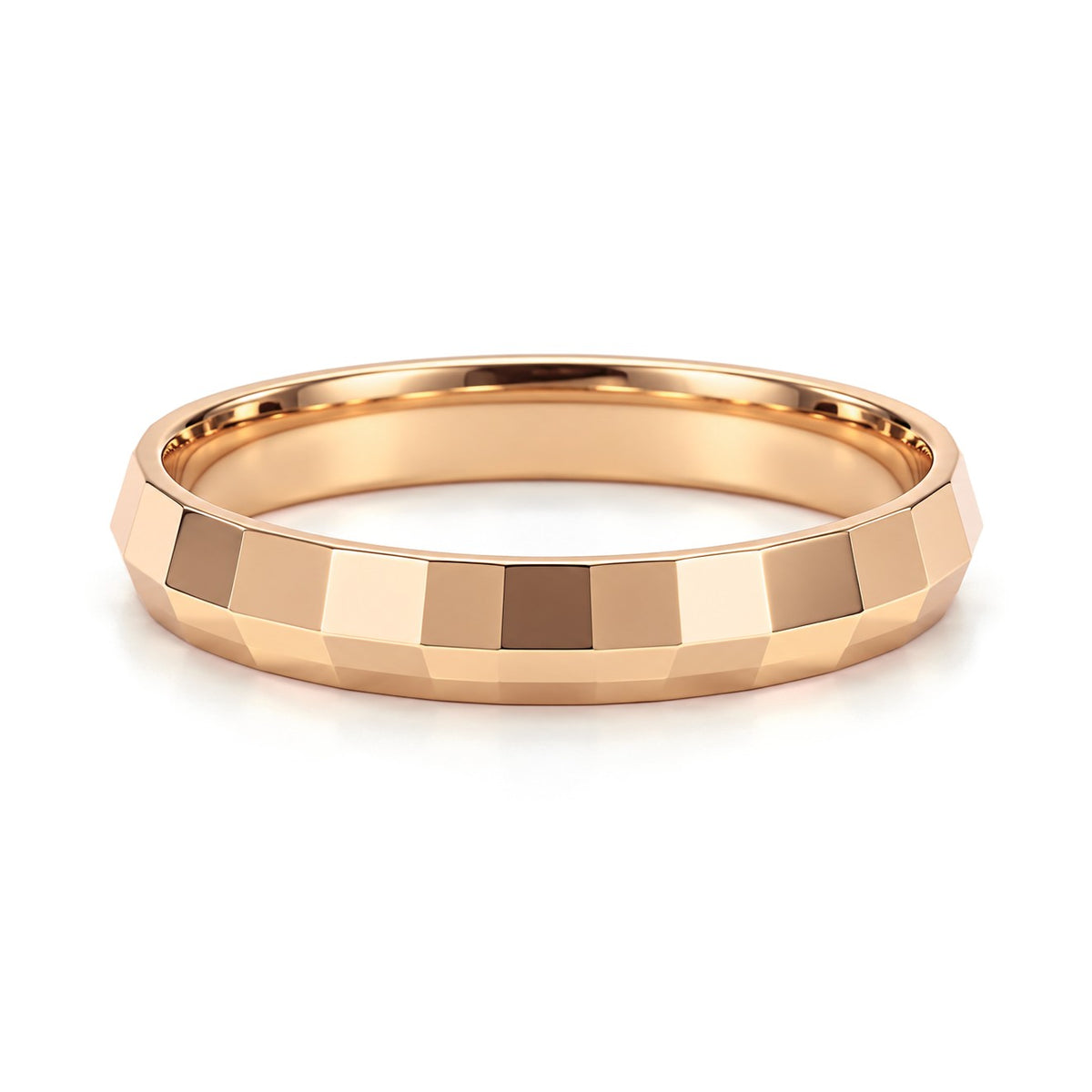 Faceted Gold Wedding Band Set · Rose Gold · Band