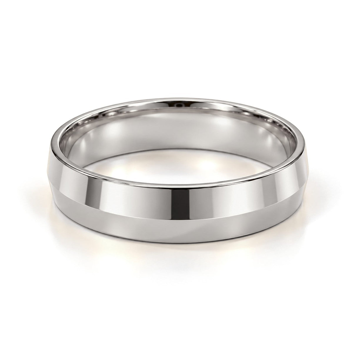 Wide Beveled Edge Gold Wedding Band Set · White Gold · Band