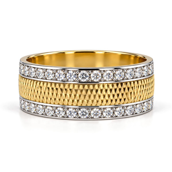 Double Row Diamond-Cut Wedding Band Set · Her Band
