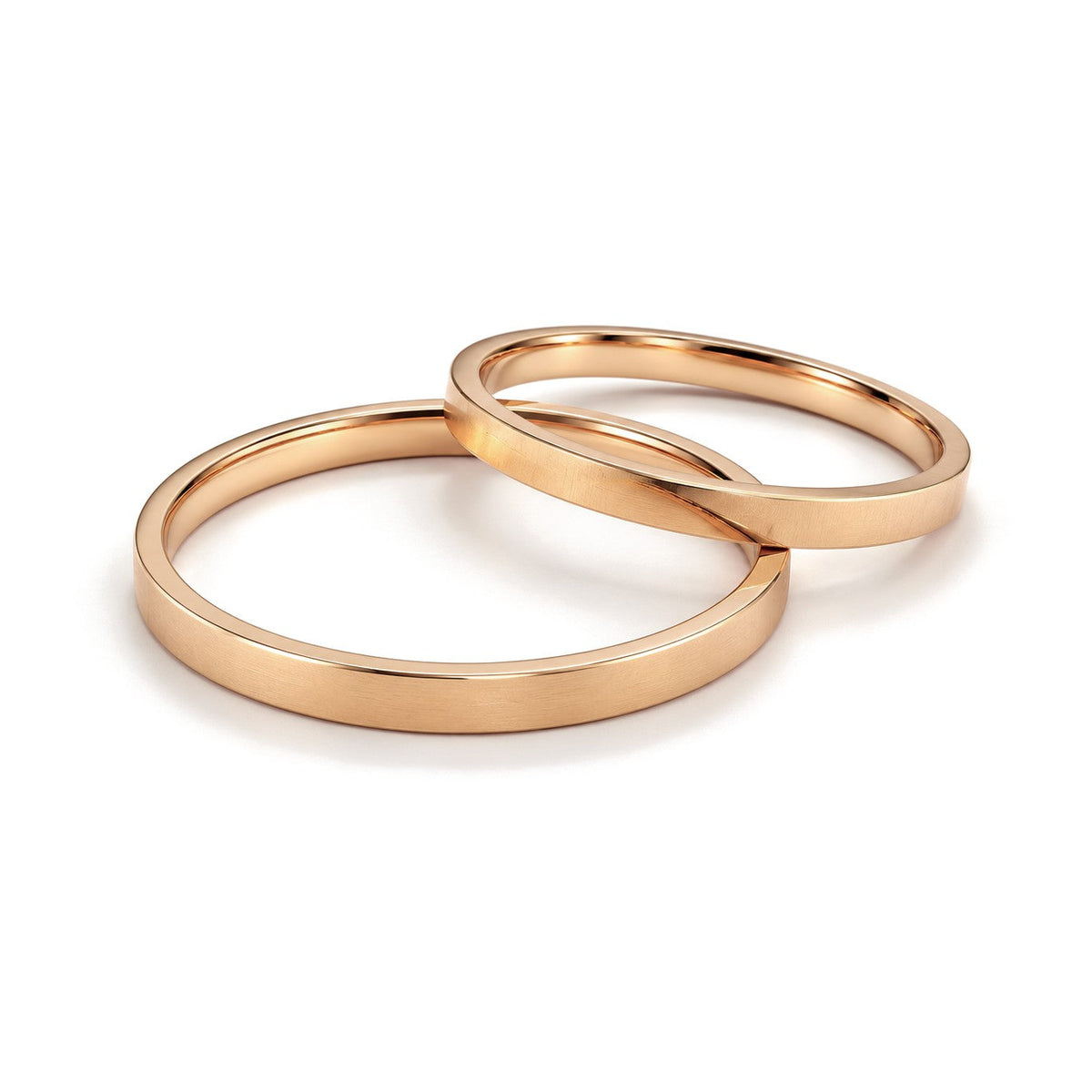 Thin Classic Gold Wedding Band Set · Rose Gold · Set