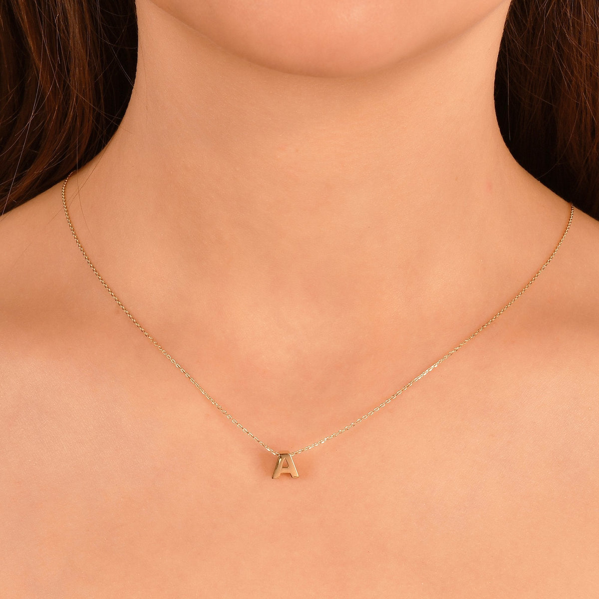 Gold Initial Necklace · Letter A