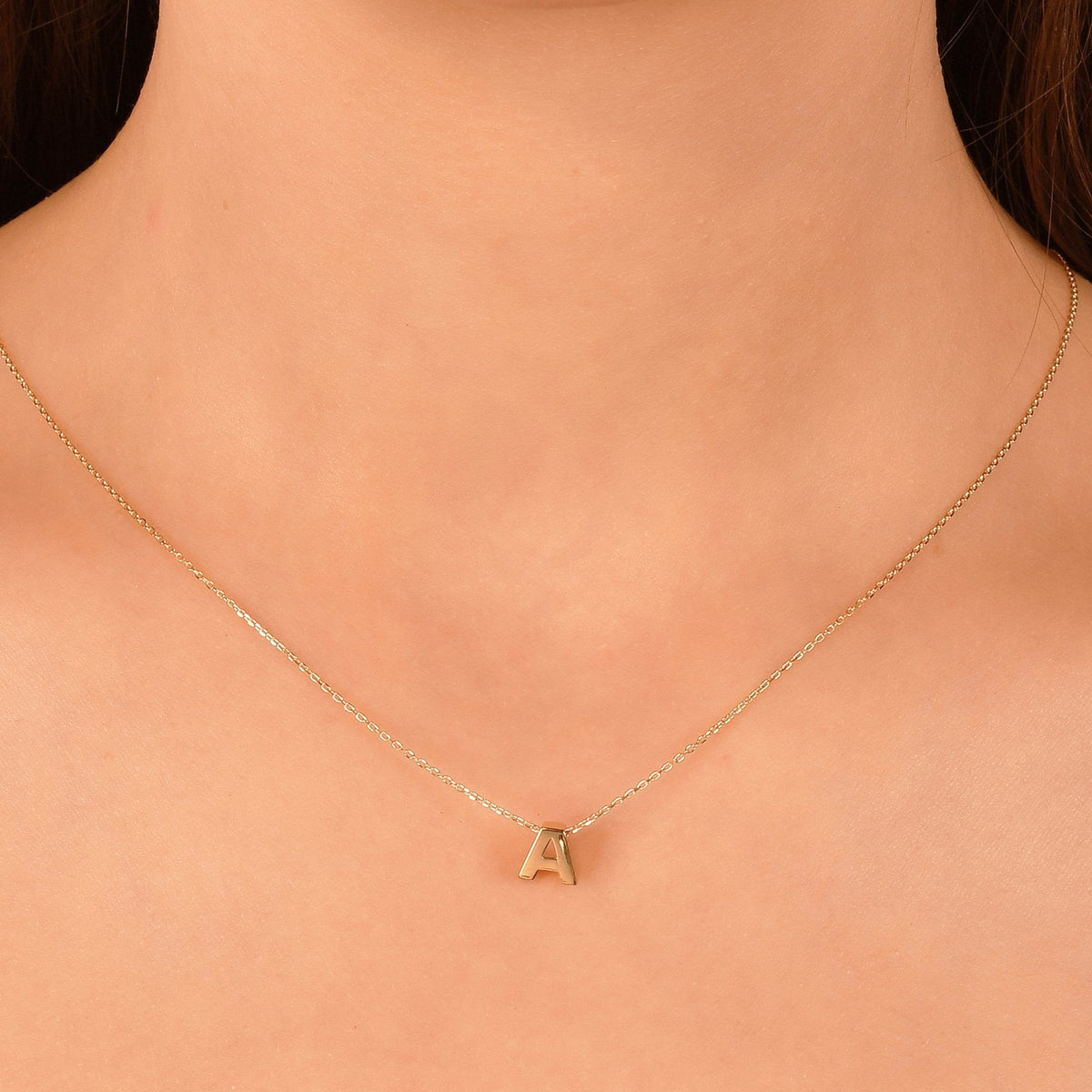 Gold Initial Necklace · Letter A