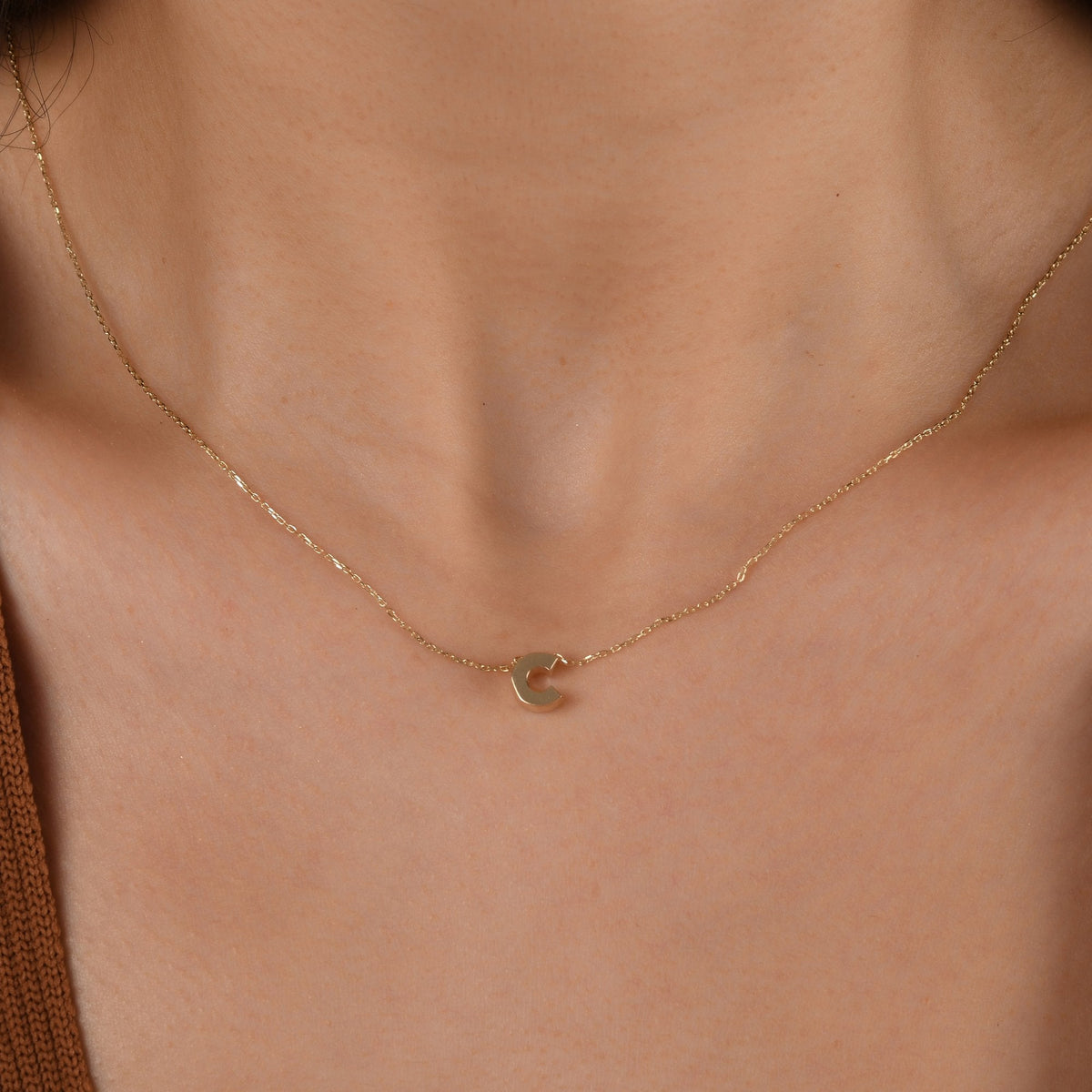 Gold Initial Necklace · Letter C