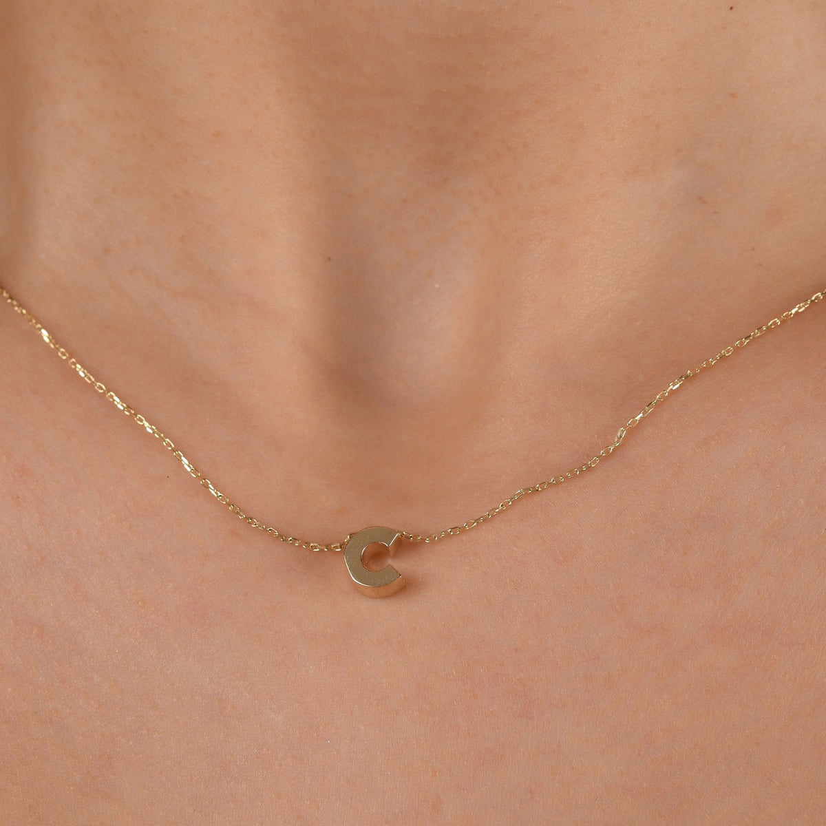 Gold Initial Necklace · Letter C