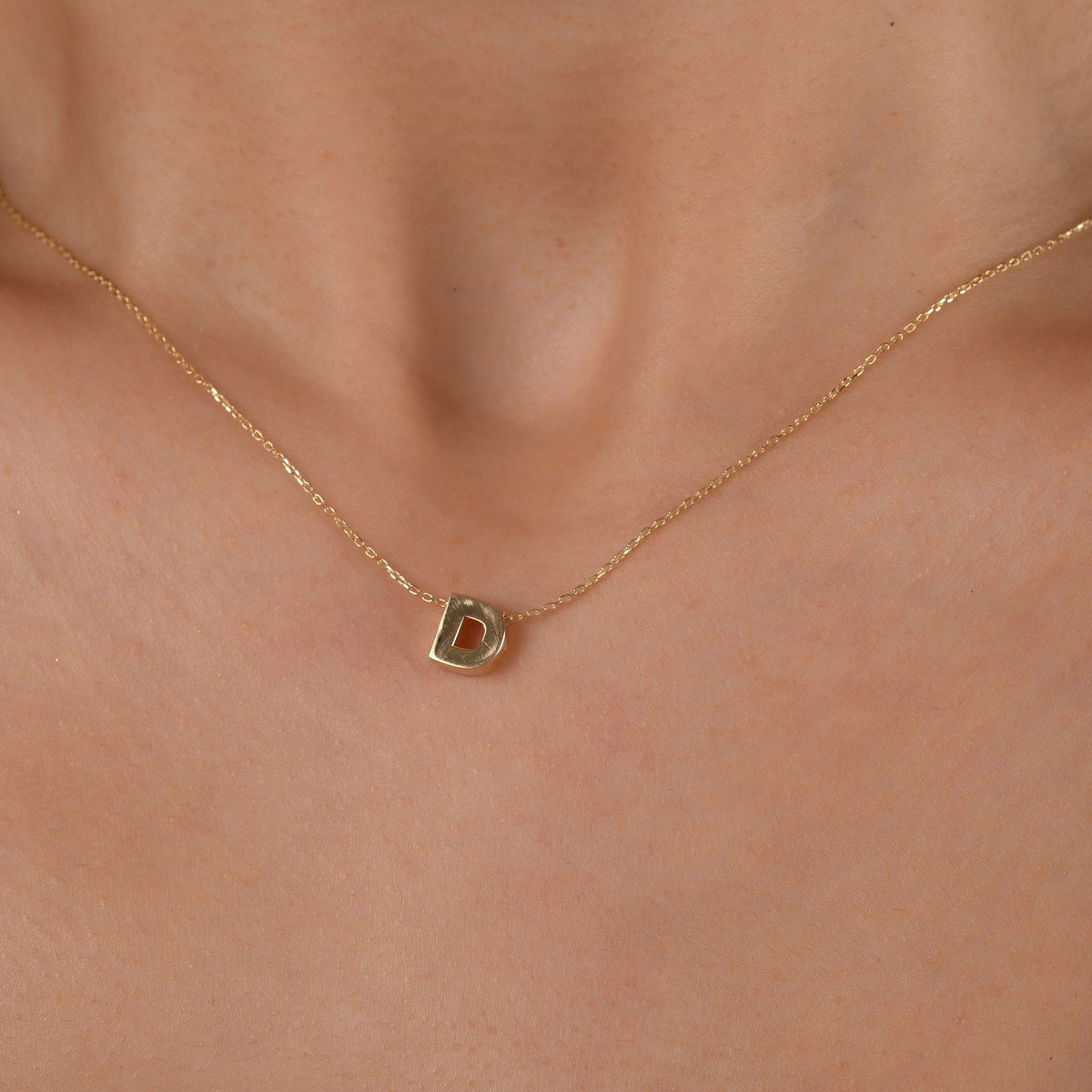 Gold Initial Necklace · Letter D