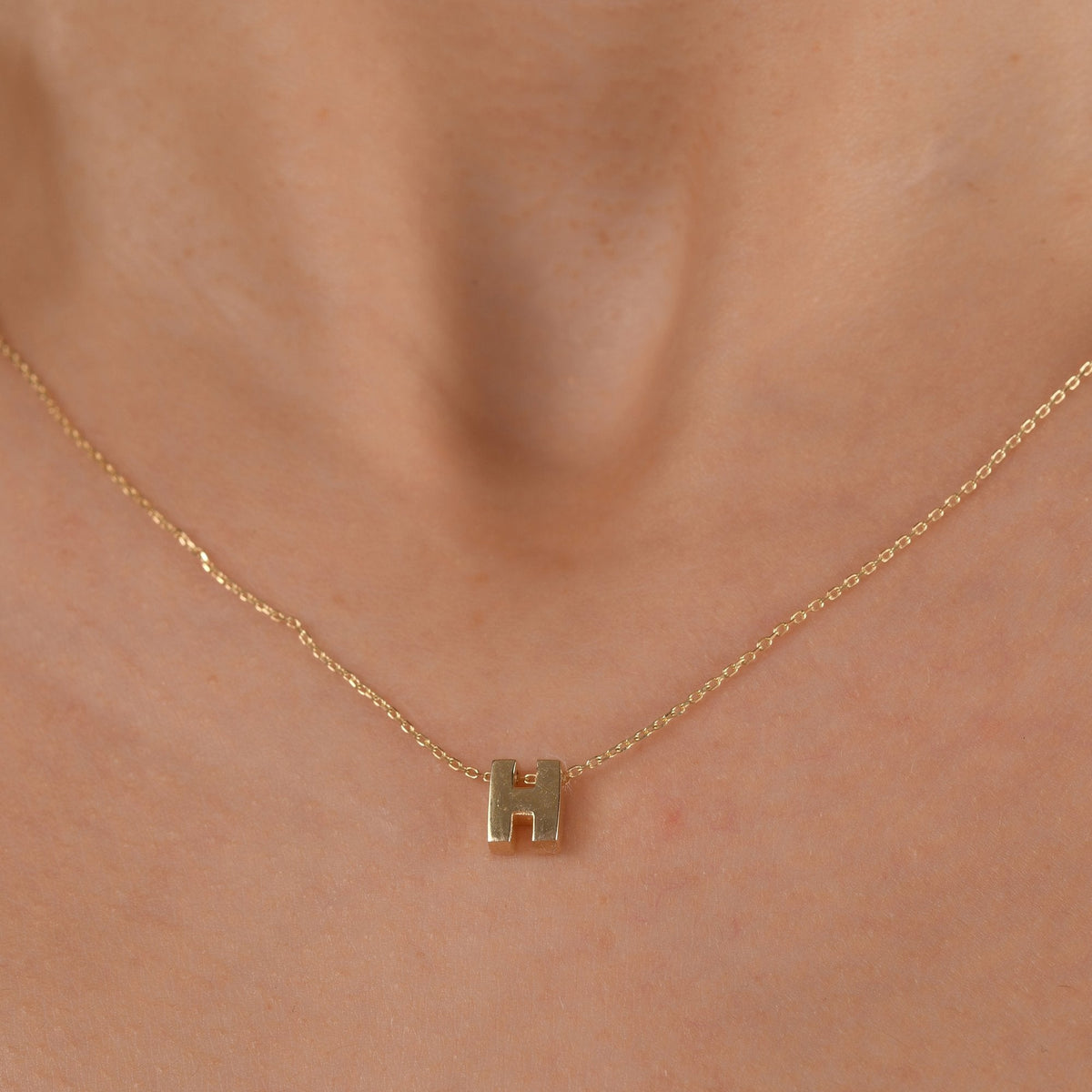 Gold Initial Necklace · Letter H