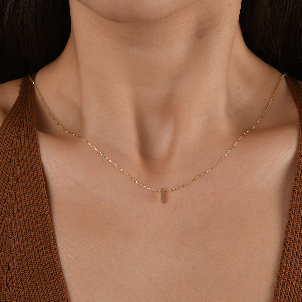 Gold Initial Necklace · Letter İ