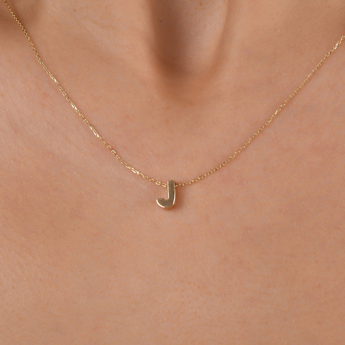 Gold Initial Necklace · Letter J