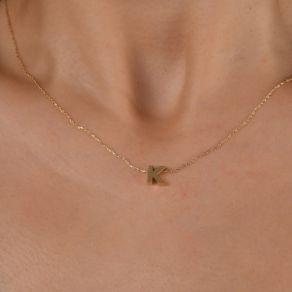 Gold Initial Necklace · Letter K