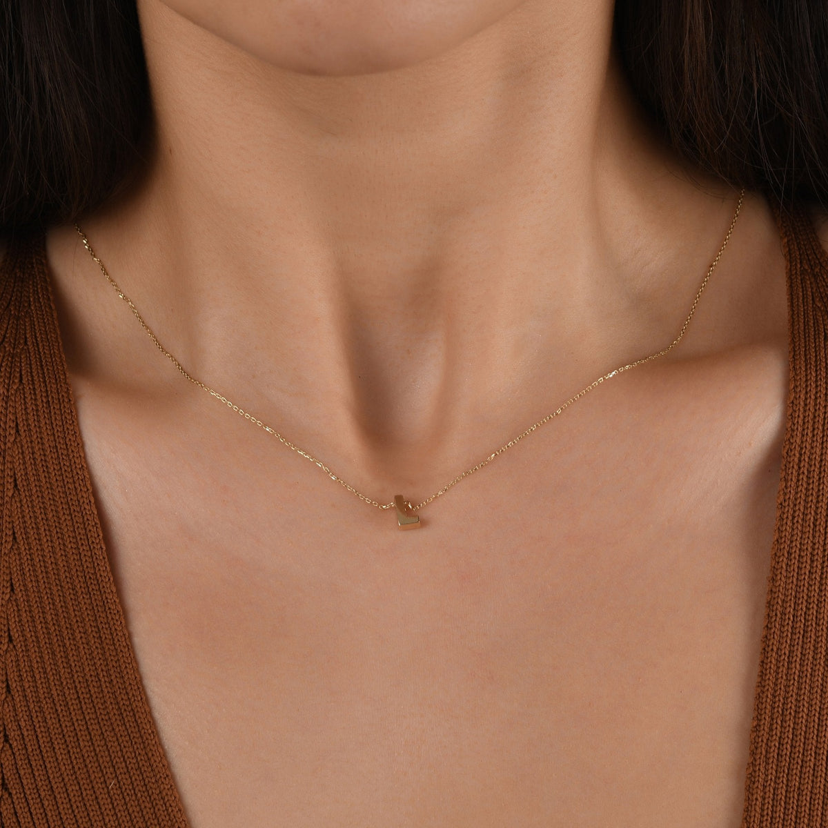 Gold Initial Necklace · Letter L