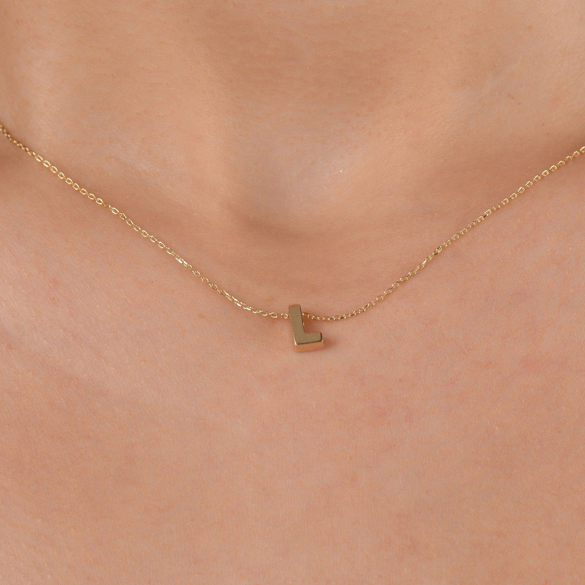 Gold Initial Necklace · Letter L
