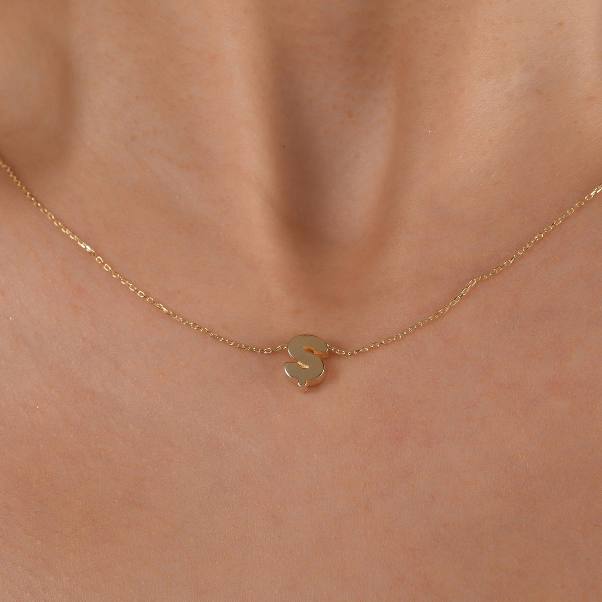 Gold Initial Necklace · Letter Ş