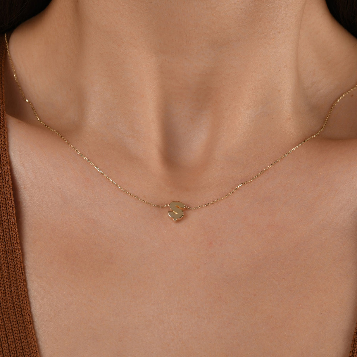 Gold Initial Necklace · Letter Ş