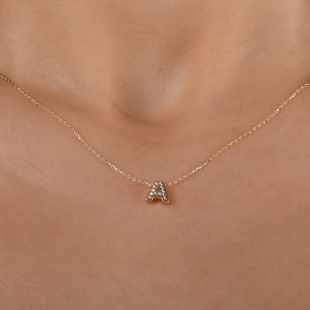 Diamond Initial Necklace · Letter A