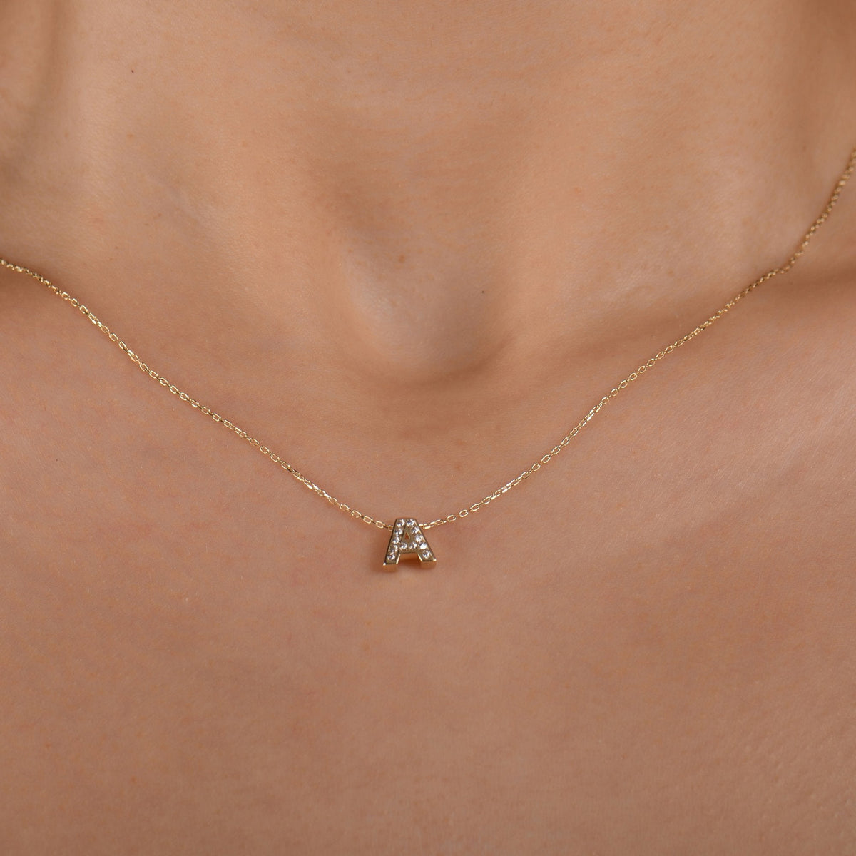 Diamond Initial Necklace · Letter A