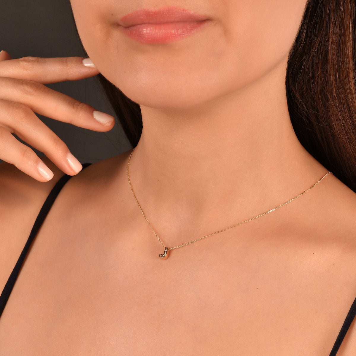 Diamond Initial Necklace · Letter J