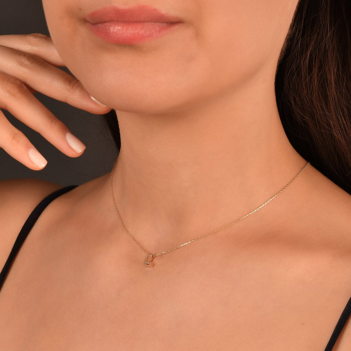 Diamond Initial Necklace · Letter L