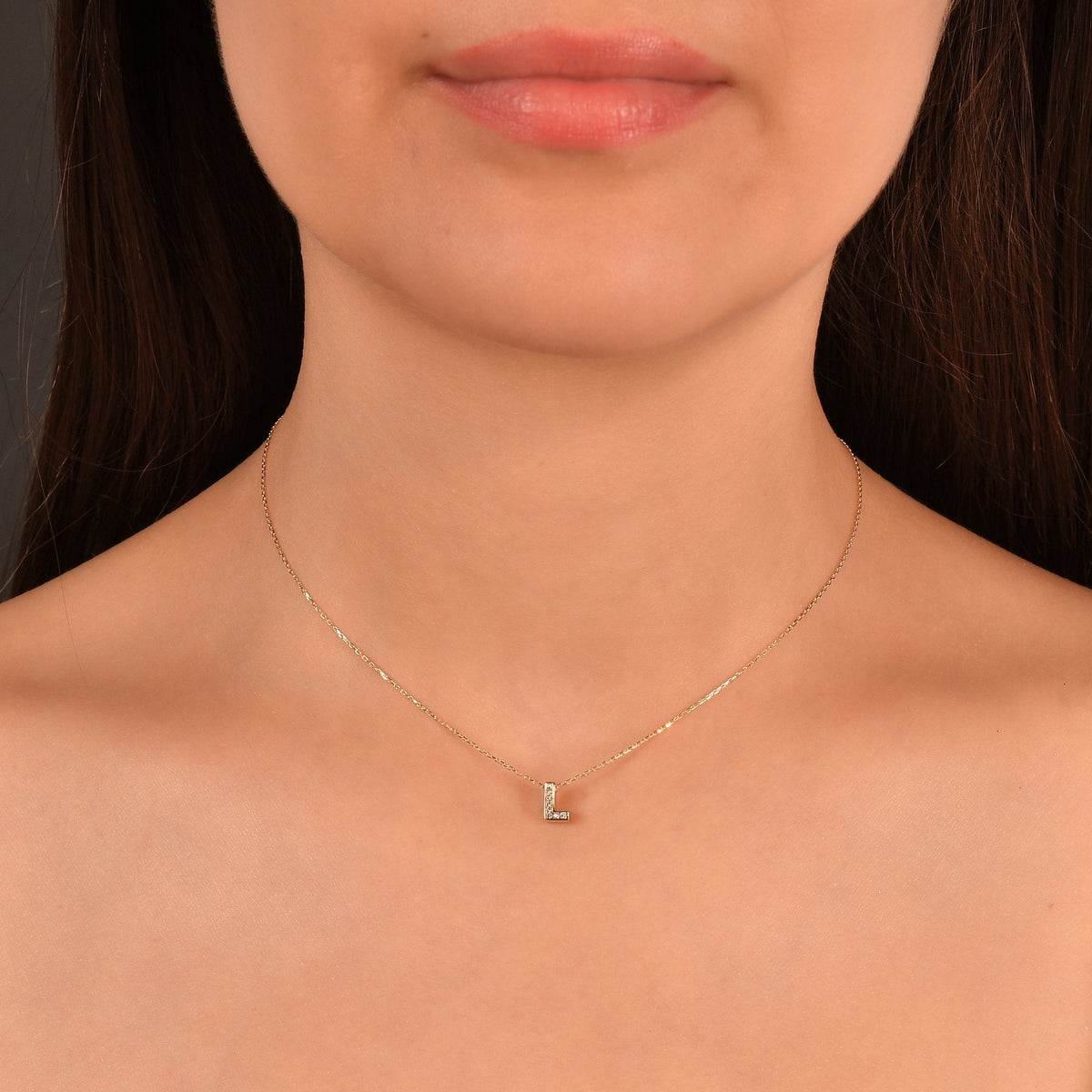 Diamond Initial Necklace · Letter L