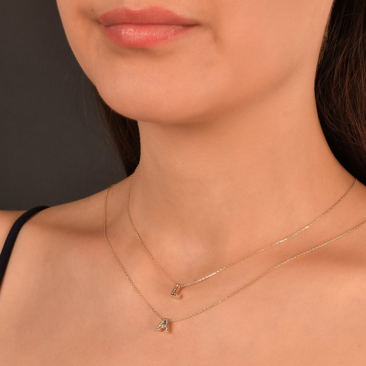 Diamond Initial Necklace · Letter L
