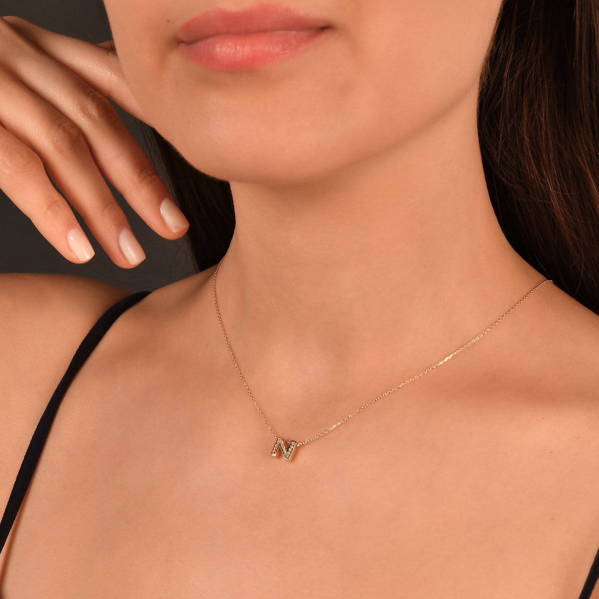 Diamond Initial Necklace · Letter N
