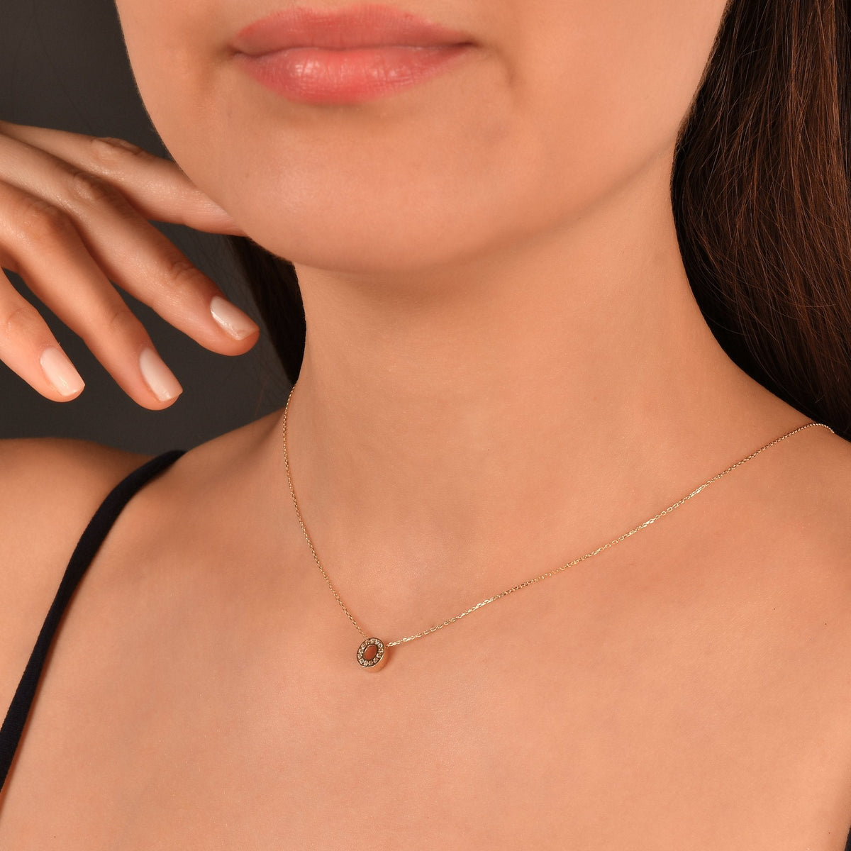 Diamond Initial Necklace · Letter O