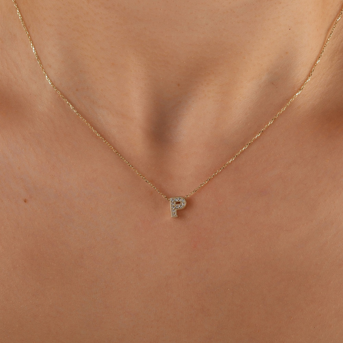 Diamond Initial Necklace · Letter P