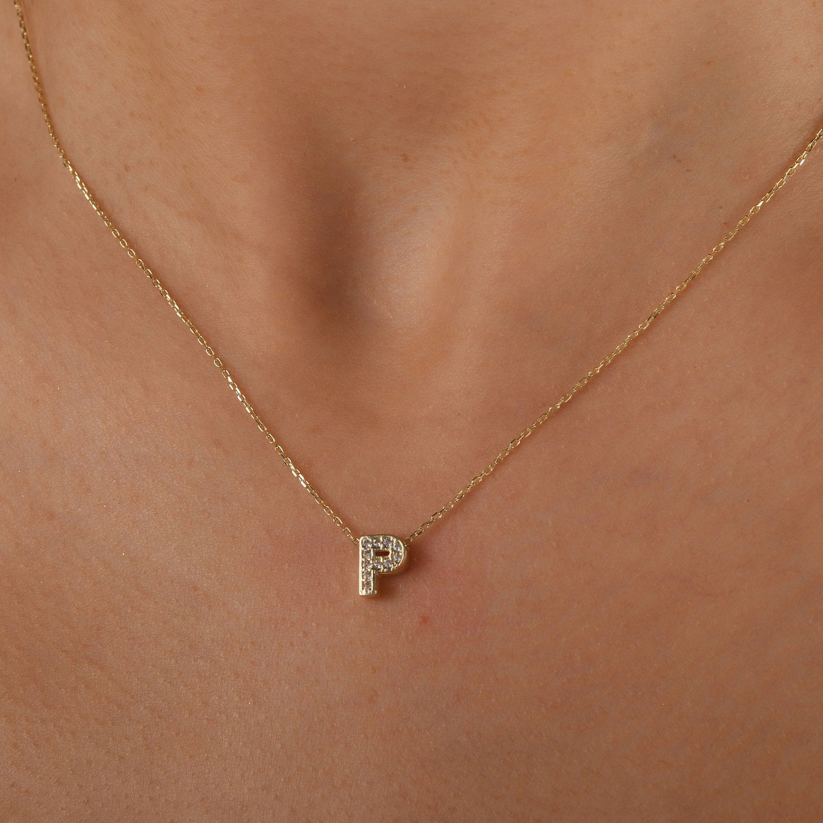 Diamond Initial Necklace · Letter P