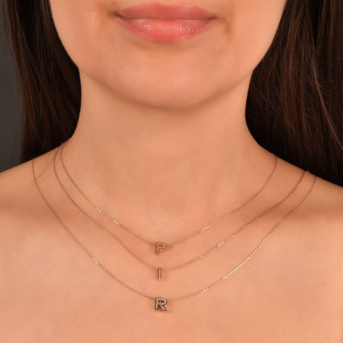 Diamond Initial Necklace · Letter R