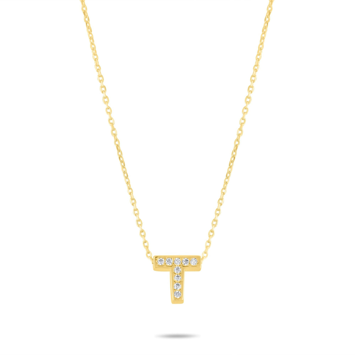 Diamond Initial Necklace · Letter T