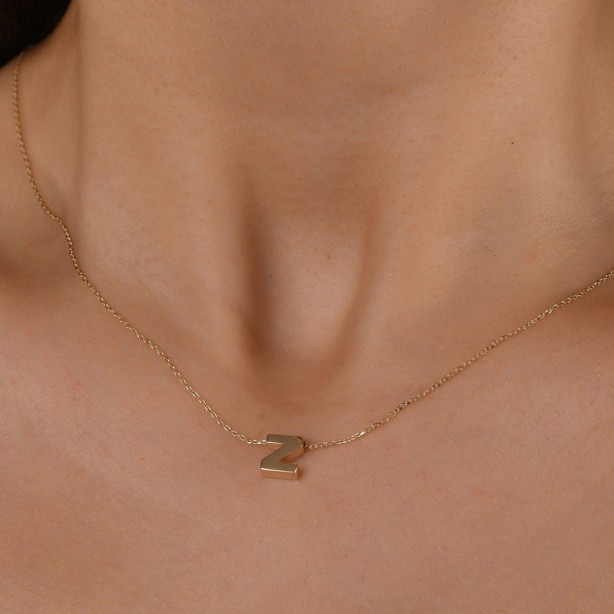 Gold Initial Necklace · Letter Z
