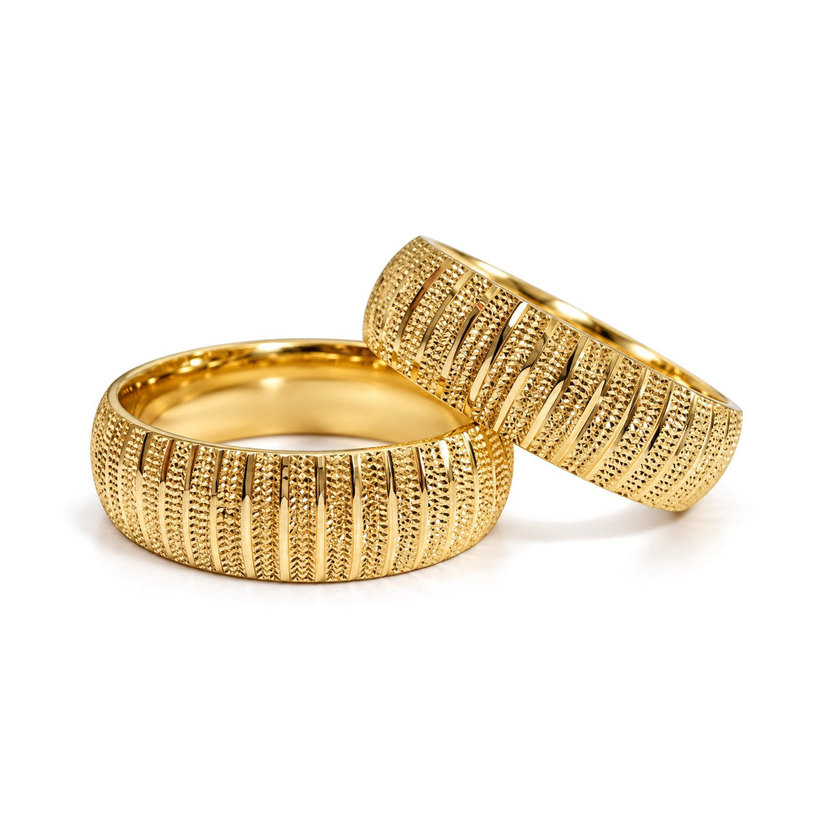 Textured Dome Gold Wedding Band Set · Yellow Gold · Set