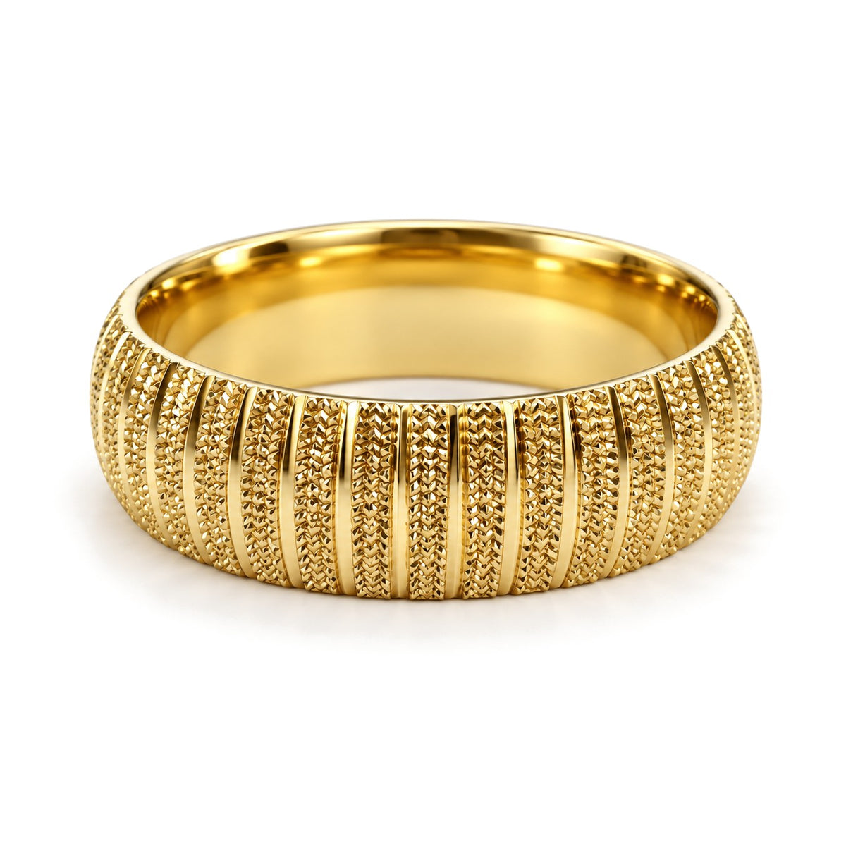 Textured Dome Gold Wedding Band Set · Yellow Gold · Band