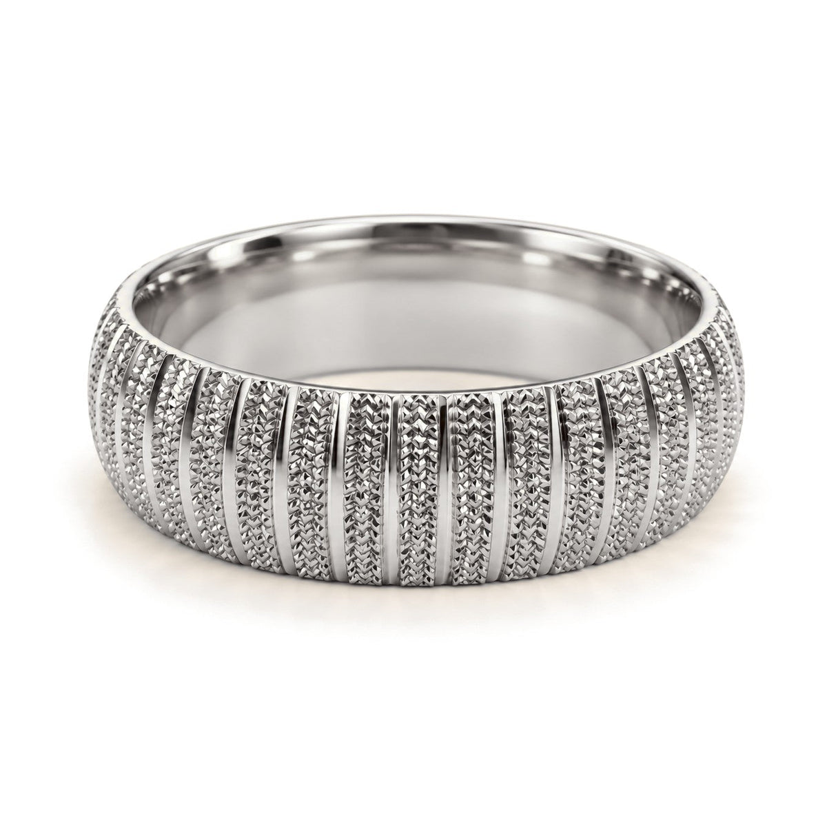 Textured Dome Gold Wedding Band Set · White Gold · Band