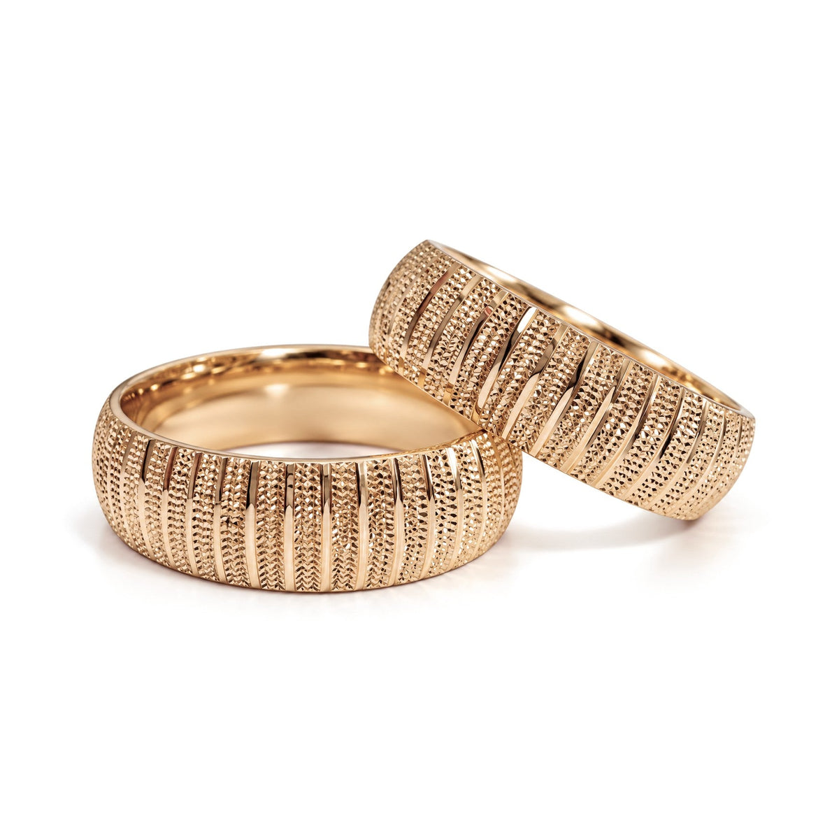 Textured Dome Gold Wedding Band Set · Rose Gold · Set