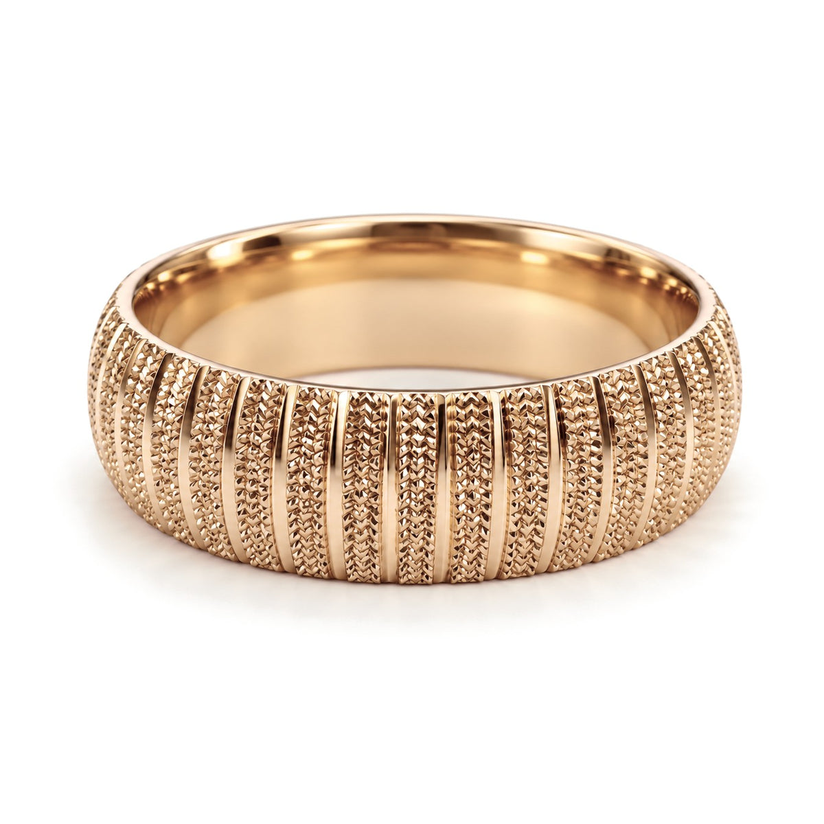 Textured Dome Gold Wedding Band Set · Rose Gold · Band