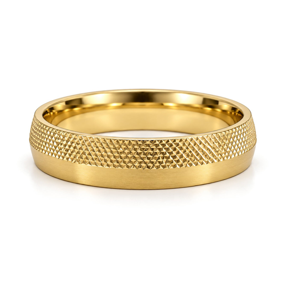 Crosshatch Gold Wedding Band Set · Yellow Gold · Band
