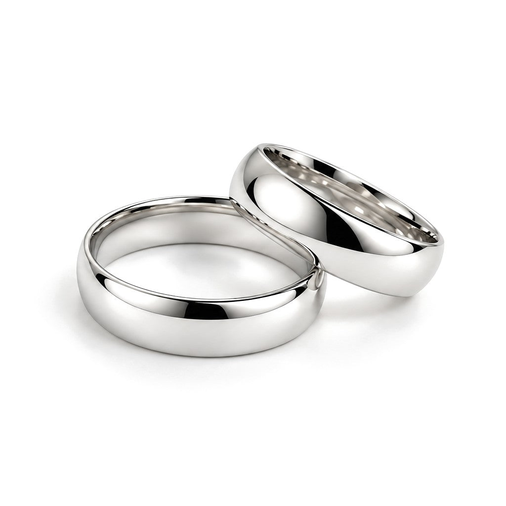 Classic Dome Gold Wedding Band Set · White Gold · Set