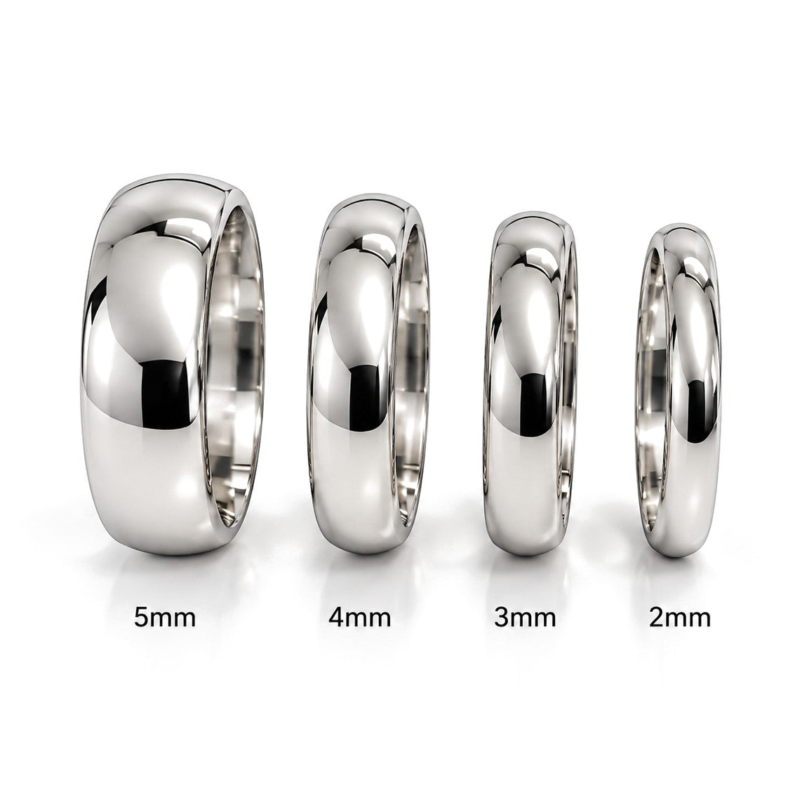 Classic Dome Gold Wedding Band Set · White Gold · Widths 2–5 mm