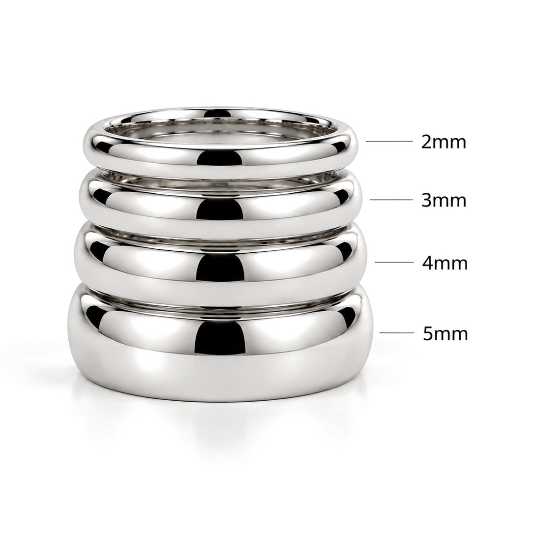Classic Dome Gold Wedding Band Set · White Gold · Stacked Widths