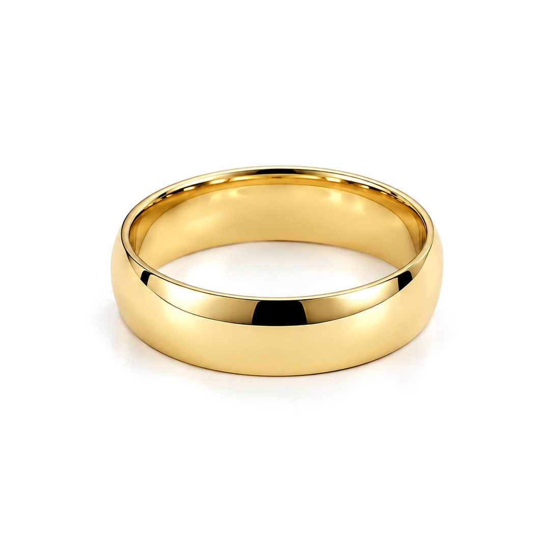 Classic Dome Gold Wedding Band Set · Yellow Gold