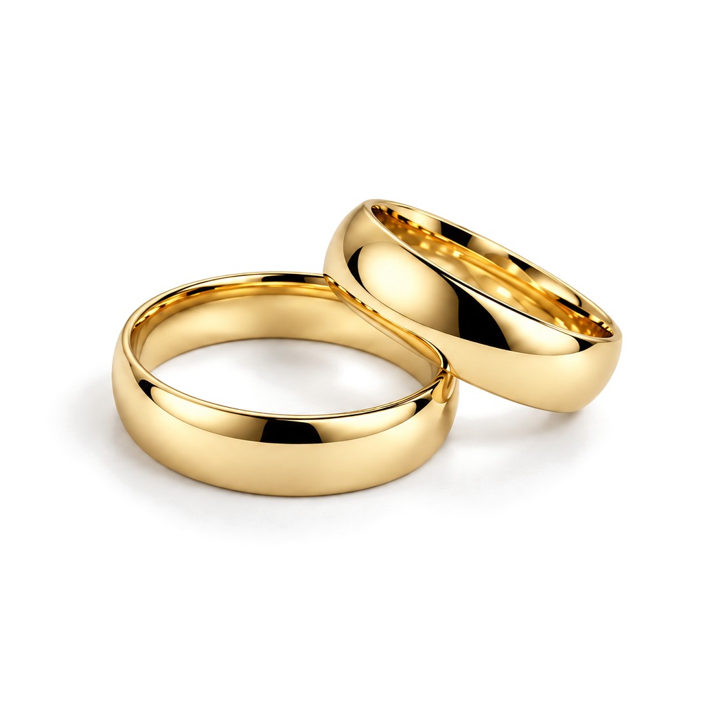 Classic Dome Gold Wedding Band Set · Yellow Gold · Set
