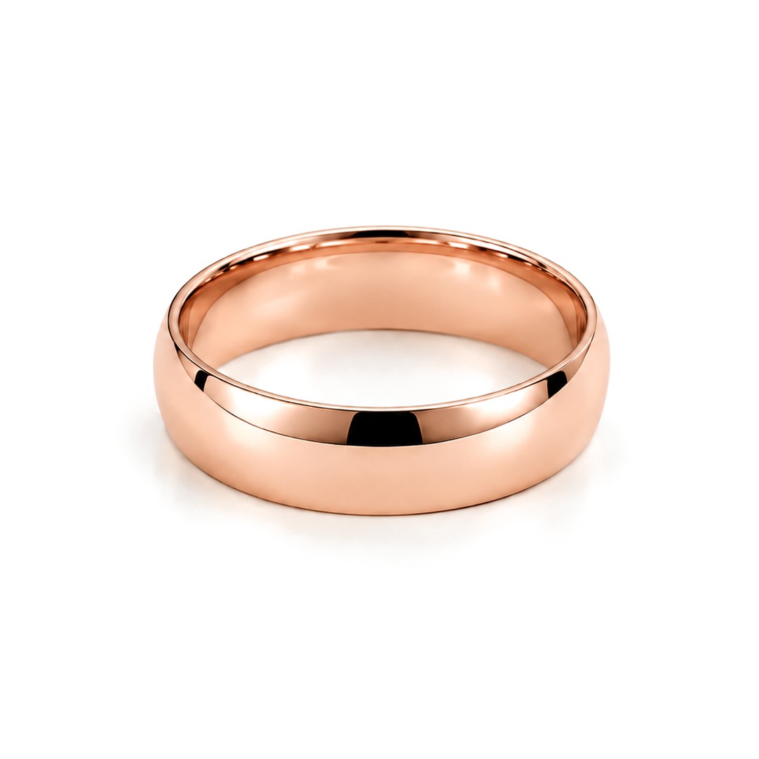 Classic Dome Gold Wedding Band Set · Rose Gold