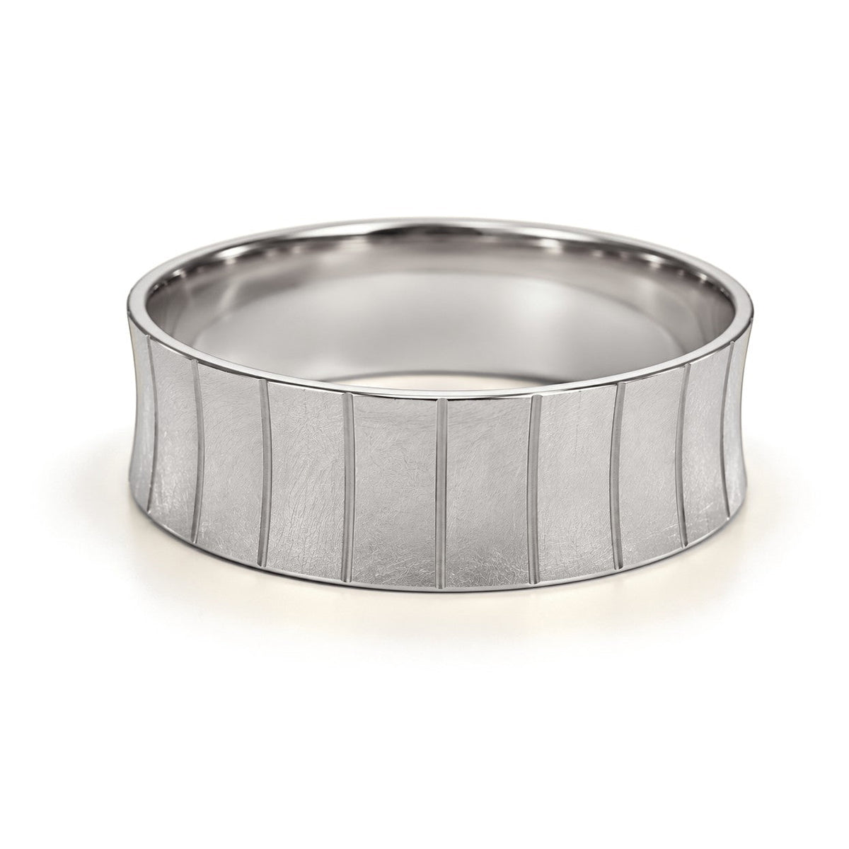 Concave Panel Gold Wedding Band Set · White Gold · Band