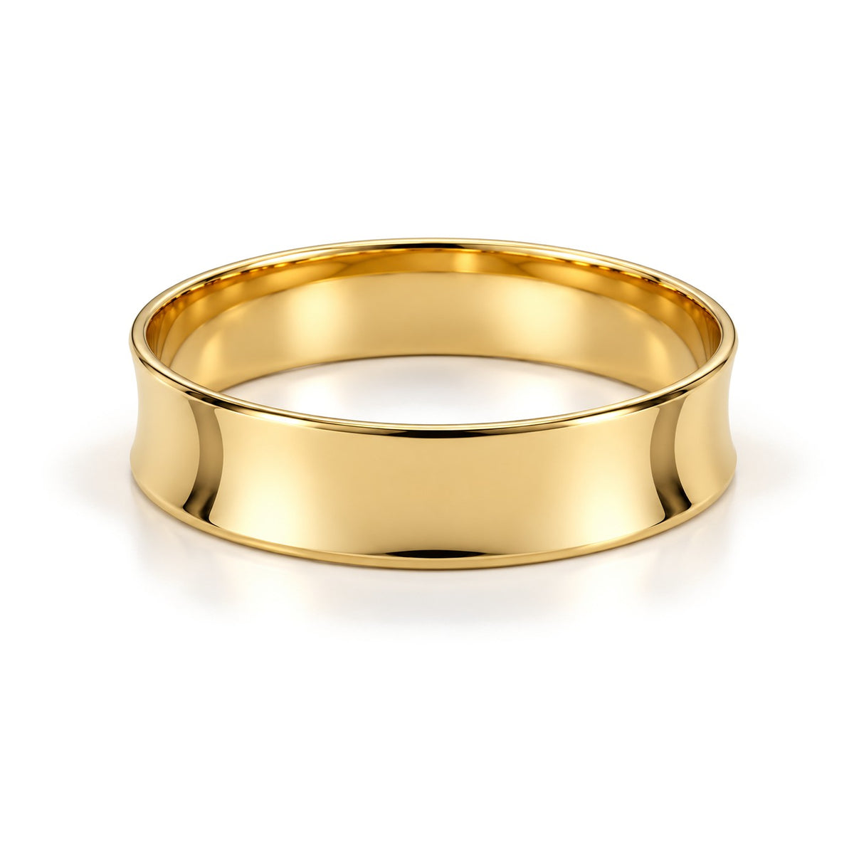 Wide Concave Gold Wedding Band Set · Yellow Gold · Band