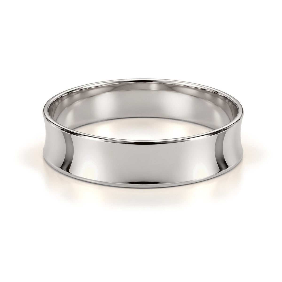 Wide Concave Gold Wedding Band Set · White Gold · Band