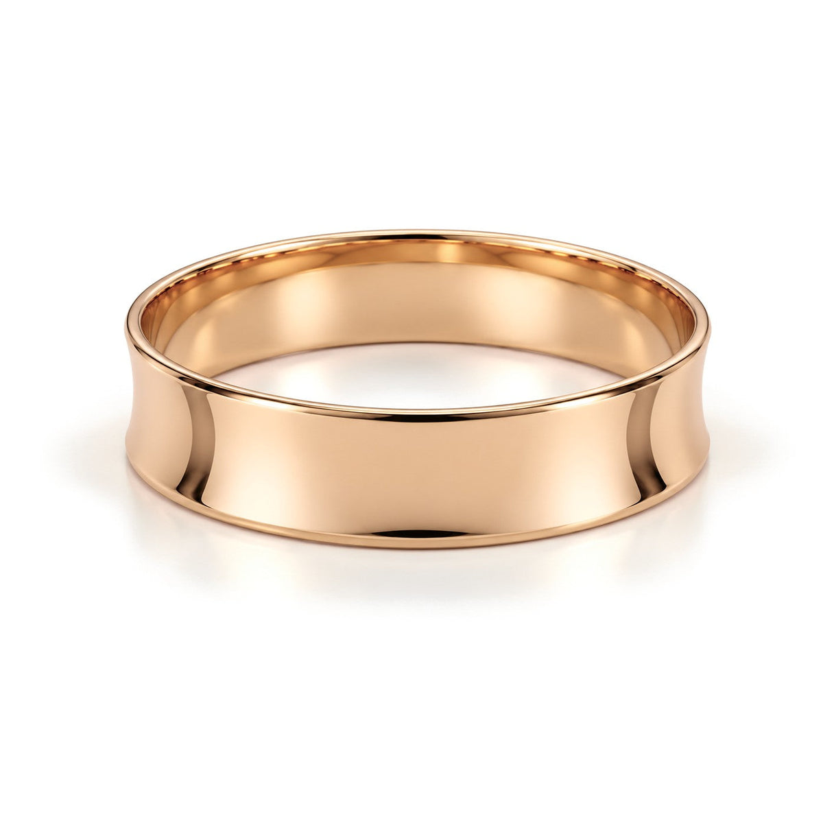 Wide Concave Gold Wedding Band Set · Rose Gold · Band